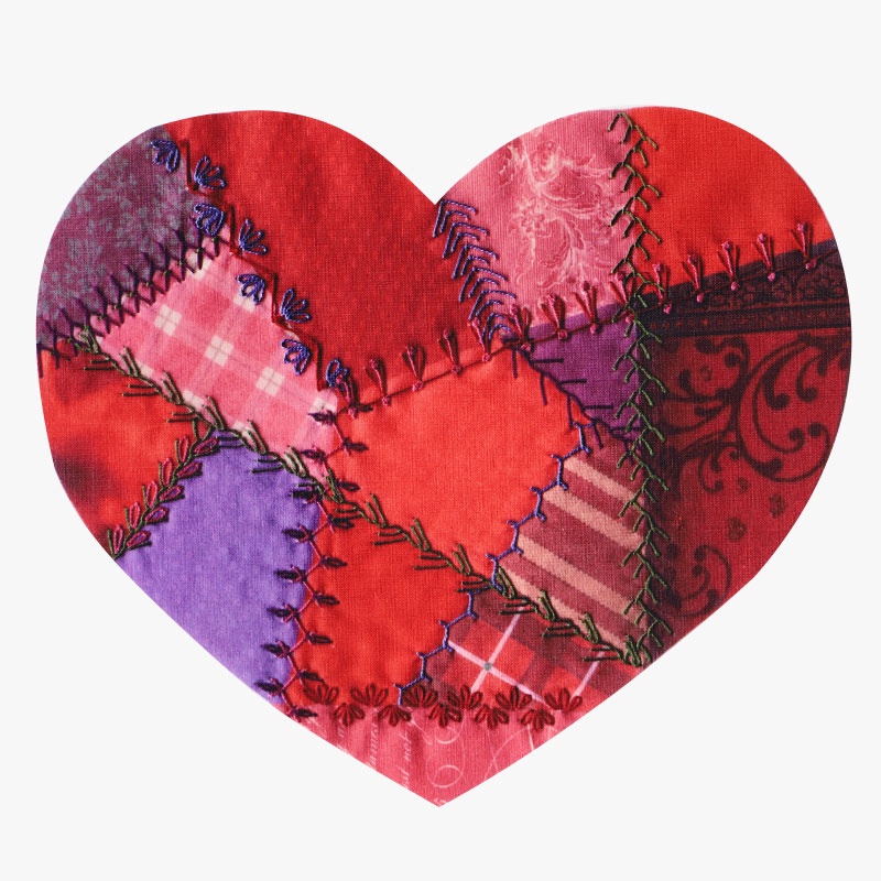 Susan Clarke Large Heart Crazy Patchwork Cushion 1 b918921d-3f4c-424b-af58-59d66b18dd04