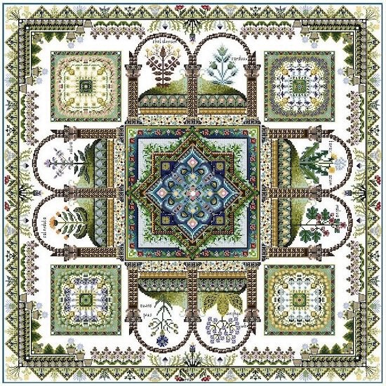Chatelaine ONL072 Herbularius Garden Mandala Cross Stitch Pattern