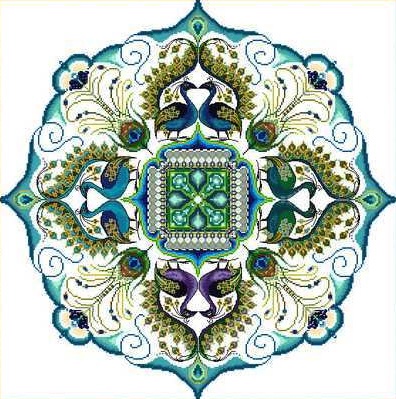 Chatelaine ONL122 The Sparkling Peacock Mandala Cross Stitch Pattern
