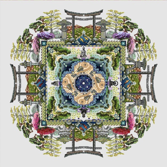 Chatelaine ONL123 The Japanese Moss Garden Mandala Cross Stitch Pattern