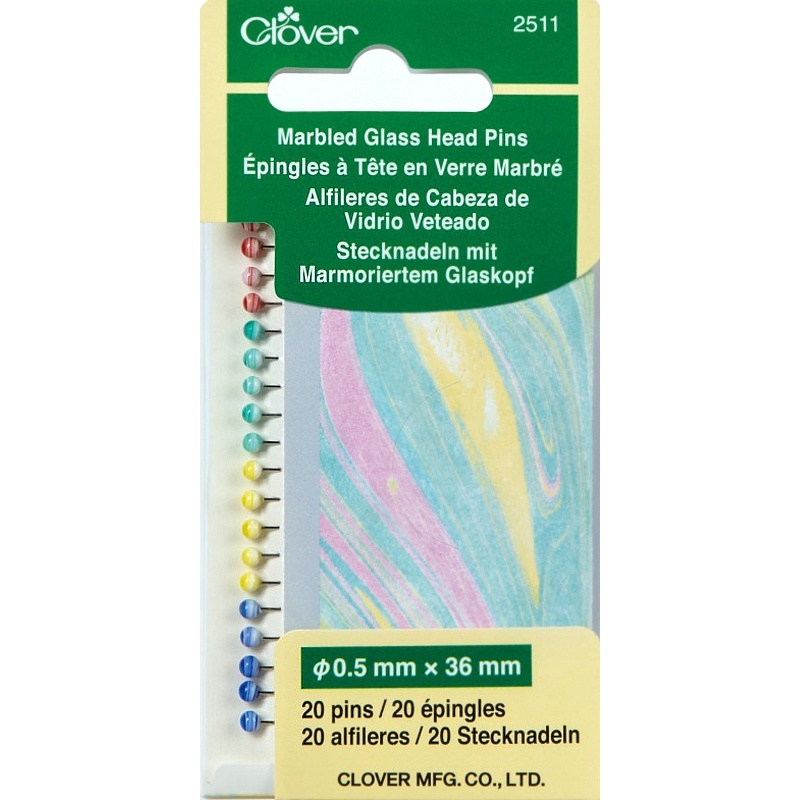 Clover Marbled Glass Head Pins 2511