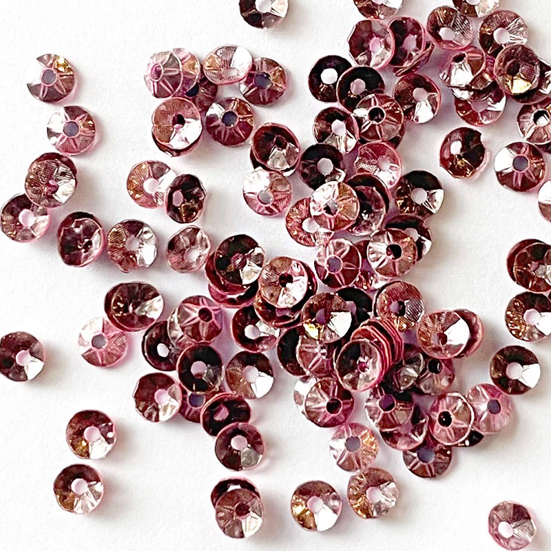 Colour Streams Sequins S219 4mm Muted Pink with Silver Lights