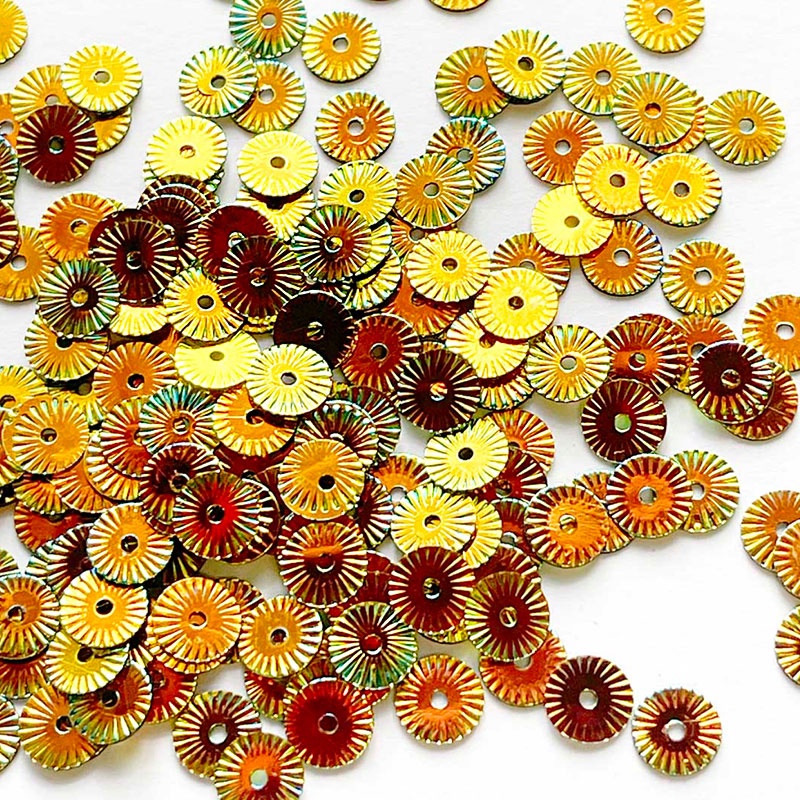 Colour Streams Sequins S250 Roundwheel 5mm Copper Gold with Green and Blue Lights