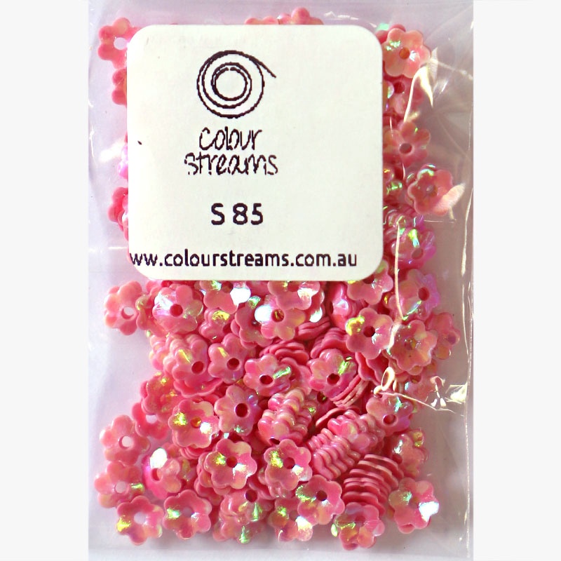 Colour Streams Sequins S85 Pink Flowers Pearl With Multi Lights