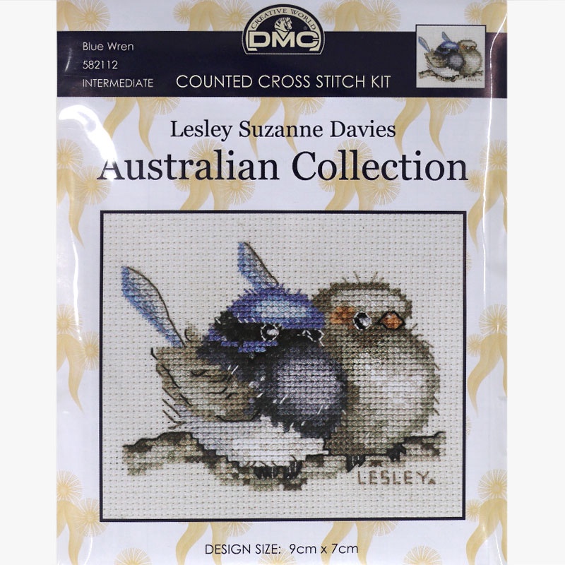 DMC Lesley Suzanne Davies Australian Collection Blue Wren Cross Stitch Kit
