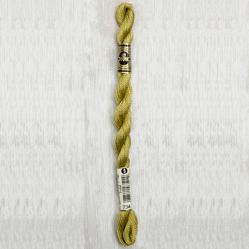 DMC Perle #5 0734 Light Olive Green (Skein)