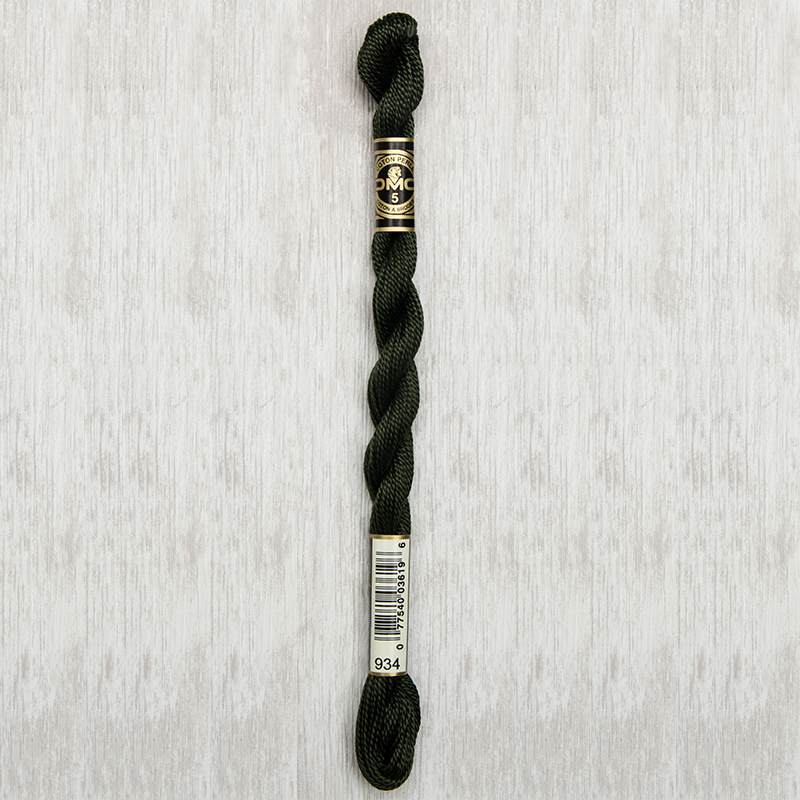 DMC Perle #5 0934 Black Avocado Green (Skein)