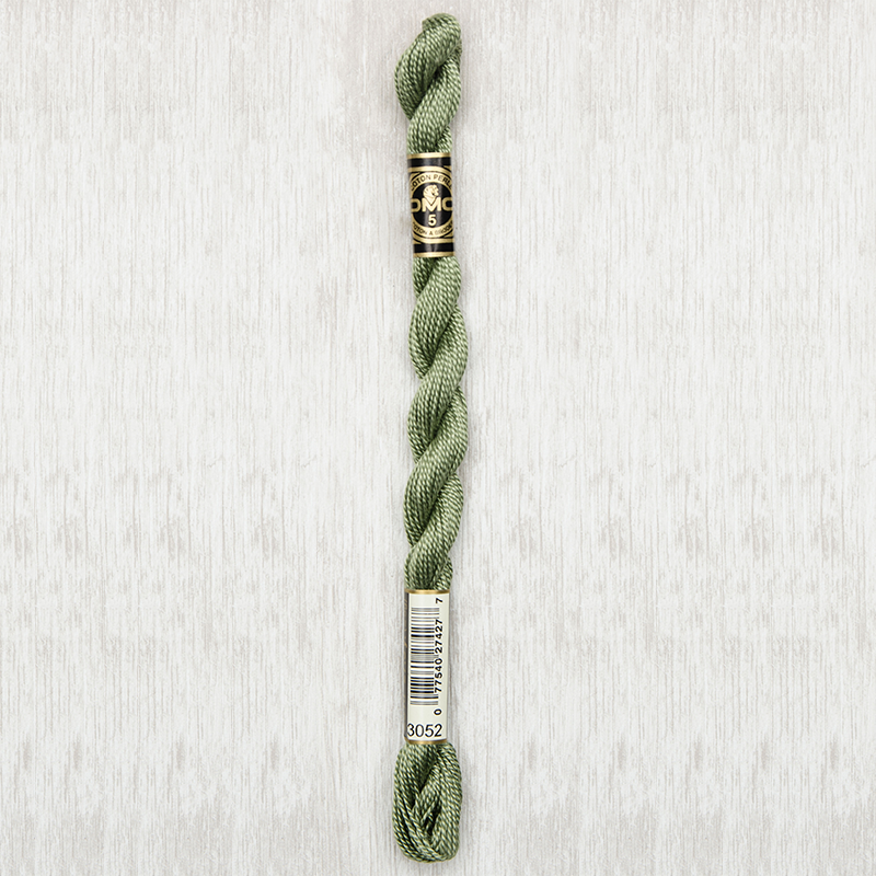 DMC Perle #5 3052 Medium Green Gray (Skein)