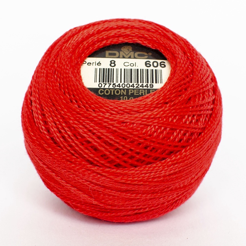 DMC Perle #8 0606 Bright Orange Red