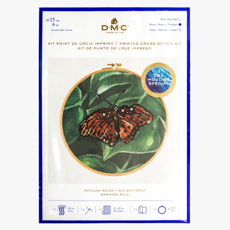 DMC Printed Cross Stitch Red Butterfly