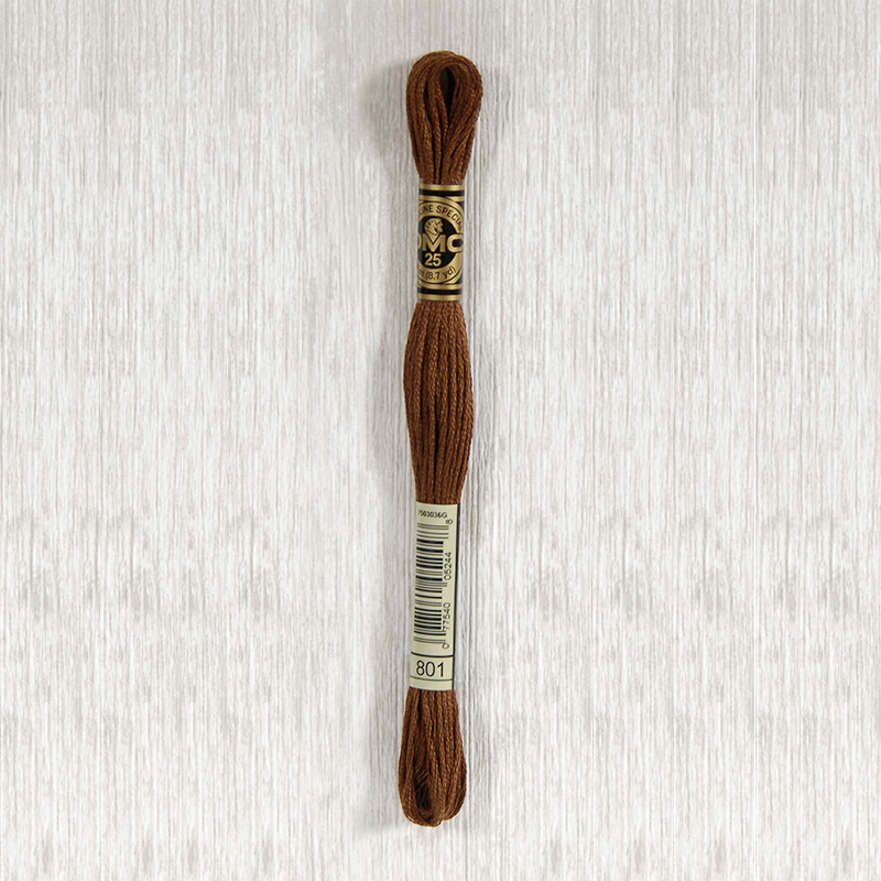 DMC Stranded Cotton 0801 Dark Coffee Brown
