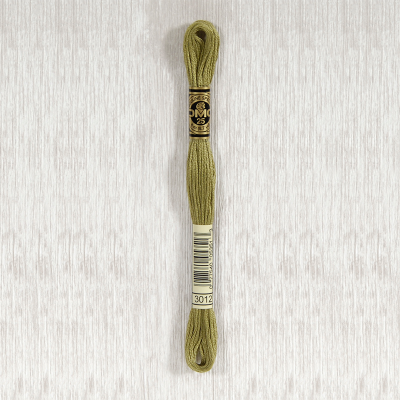 DMC Stranded Cotton 3012 Medium Khaki Green