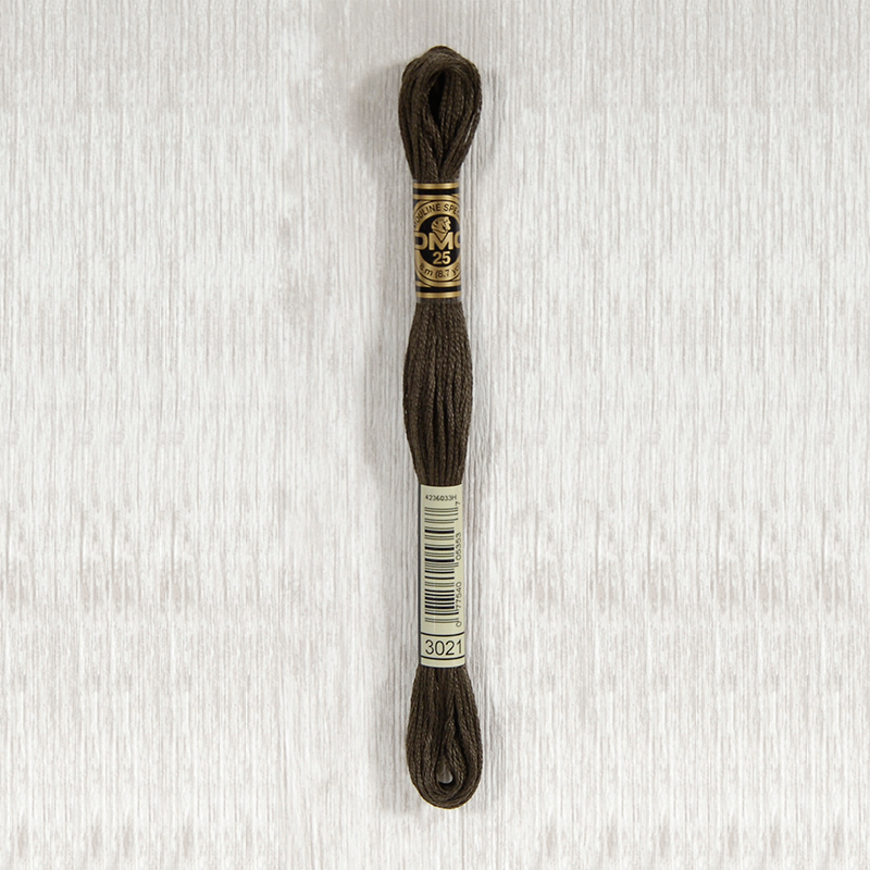 DMC Stranded Cotton 3021 Very Dark Brown Gray