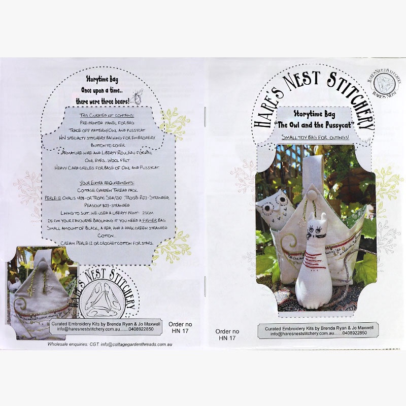 Hare's Nest Stitchery The Owl and the Pussycat Storytime Bag