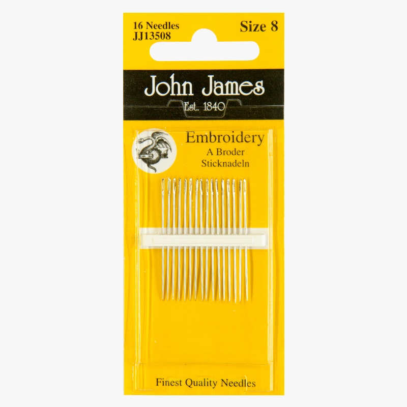 John James Crewel / Embroidery Needles Size 8 (pkt 16)