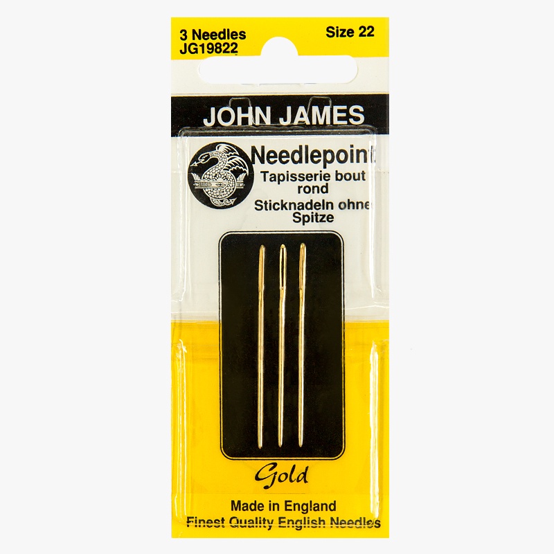 John James Gold Plated Tapestry Needles Size 22