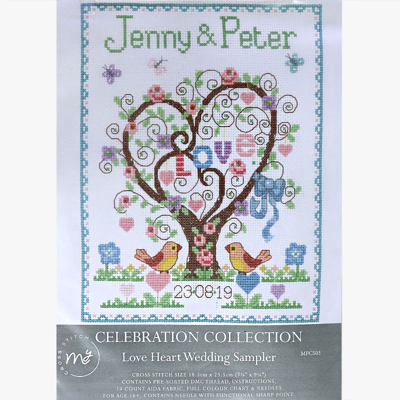 My Cross Stitch Lover Heart Wedding Sampler