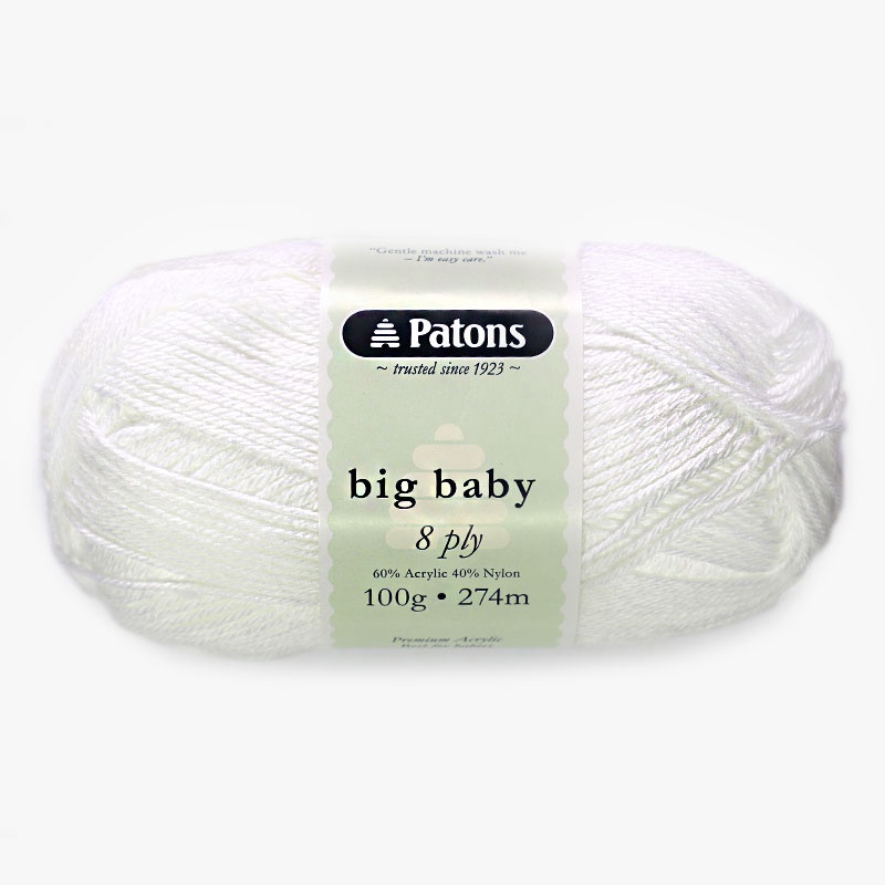 Patons Big Baby 8 Ply Wool 2540 White