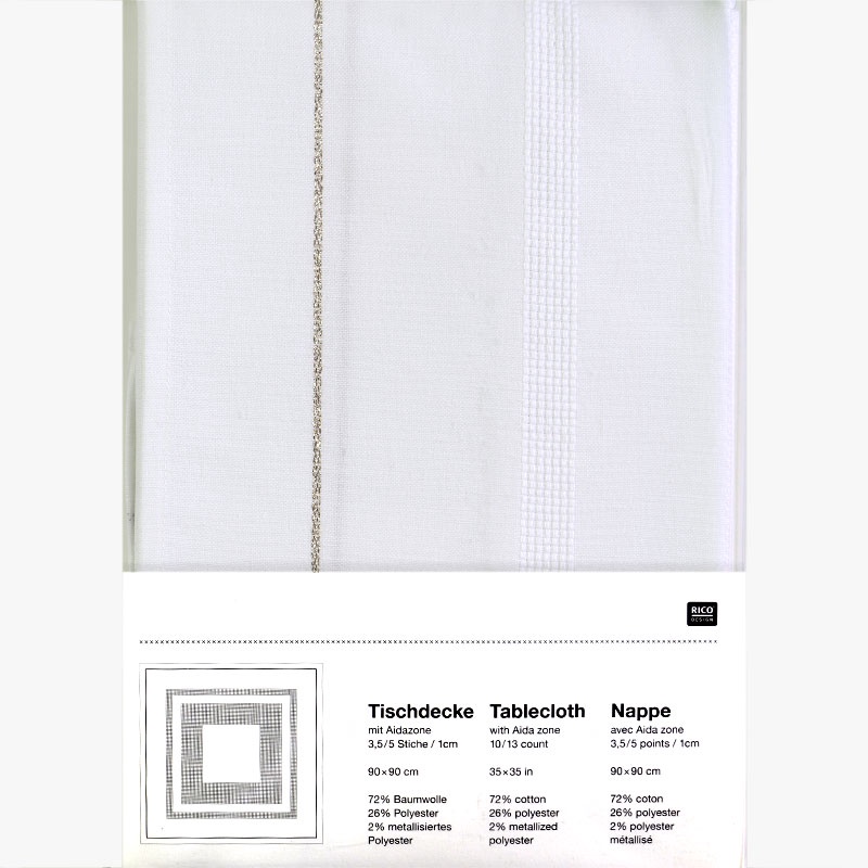 Rico 16220.70.21 Tablecloth with Gold Lurex Edge 90x90cm