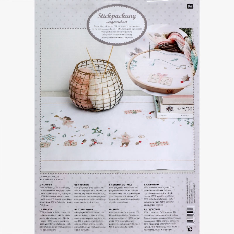 Rico 31229.52.12 Christmas Angel Table Runner Kit 45x100cm