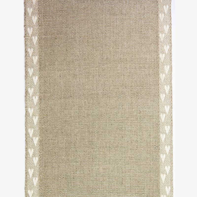 Rico Linen Band with Heart Edge Natural 16cm 28ct