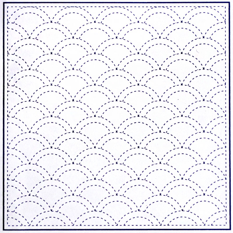 Sashiko Printed Cloth White Fish Scales