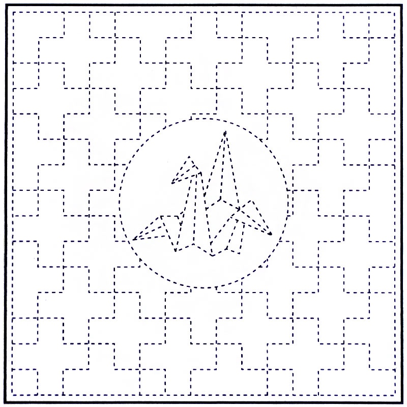 Sashiko Printed Cloth White Origami Swan