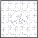Sashiko Printed Cloth White Origami Swan