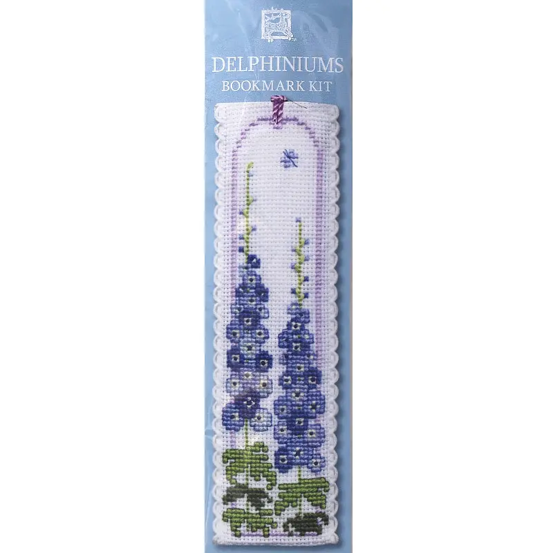 Textile Heritage Bookmark Kit Delphiniums