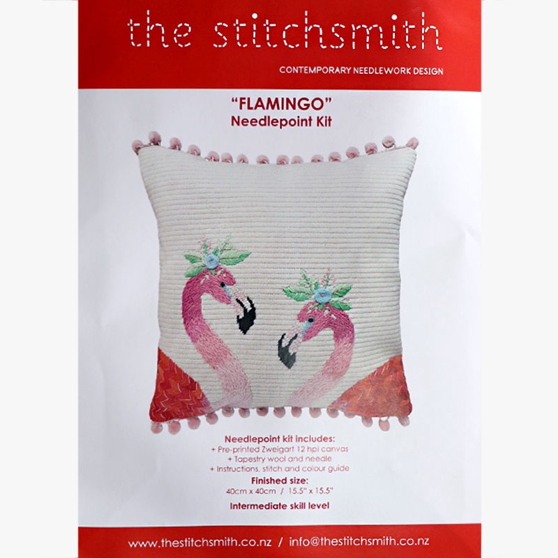 The Stitchsmith Contemporary Needlework Design Cushion Kit Flamingo