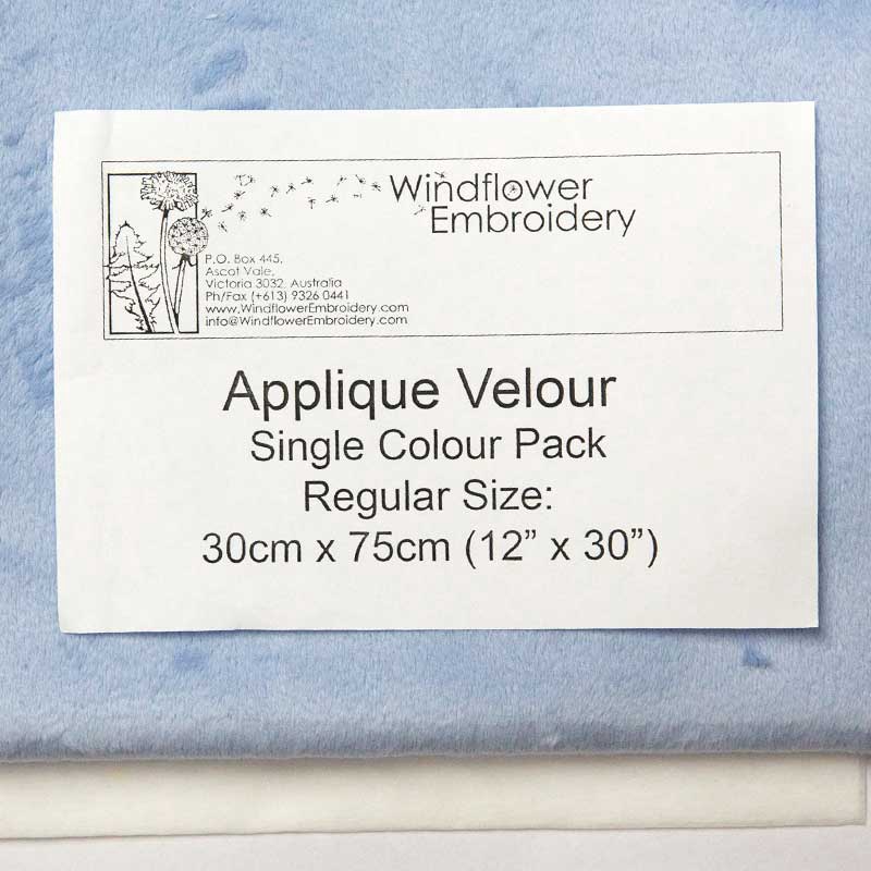 Windflower Applique Velour Blue