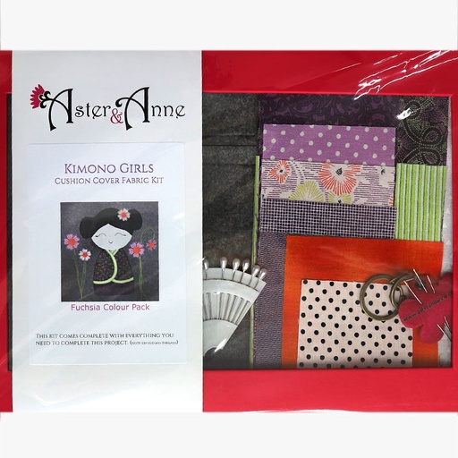[asterannekimonogirlscushionkit-fucshia] Aster & Anne Kimono Girls Cushion Kit - Fucshia