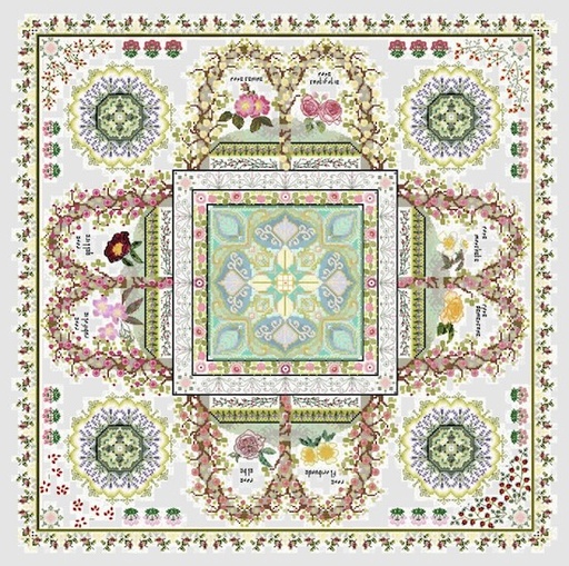 [therosariummandalacountedcrossstitch] Chatelaine CHAT166 The Rosarium Mandala Cross Stitch Pattern