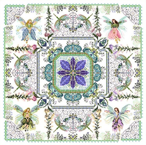[thefairyflowergardenmandalacrossstitchpattern] Chatelaine CHATA032 The Fairy Flowergarden Mandala Cross Stitch Pattern
