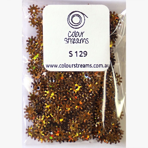 [colour-streams-sequin-star-burst-s129-brown-cogs-with-red-and-gold-lights] Colour Streams Sequin Star Burst S129 Brown Cogs with Red and Gold lights