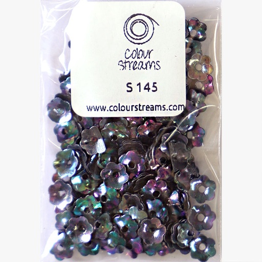 [colour-streams-sequins-s145-flower-dark-grey-with-purple-lights] Colour Streams Sequins S145 Flower Dark Grey With Purple Lights