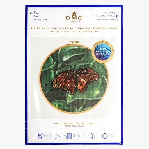 [dmcprintedcrossstitchredbutterfly] DMC Printed Cross Stitch Red Butterfly