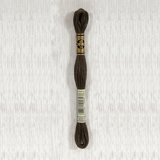 [DMCStrandedCotton3021] DMC Stranded Cotton 3021 Very Dark Brown Gray