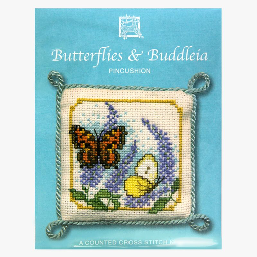 [heritagecraftbutterfliesbuddleiapincushion] Textile Heritage Pincushion Kit Butterflies & Buddleia