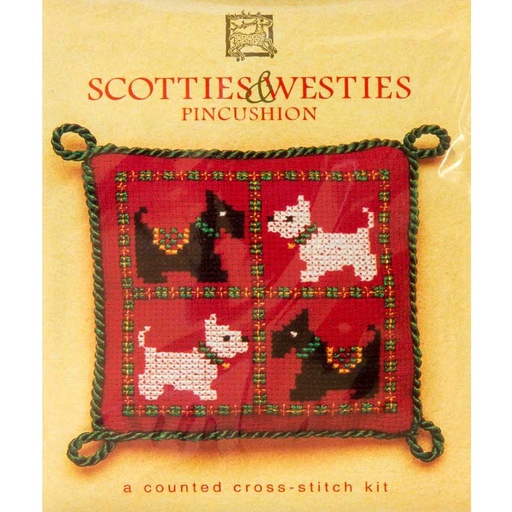 [heritagecraftscottieswestiespincushion] Textile Heritage Pincushion Kit Scotties & Westies 