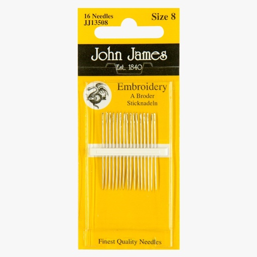 [JohnJamesNeedlesSize8CrewelEmbroideryNeedlespkt16] John James Crewel / Embroidery Needles Size 8 (pkt 16)
