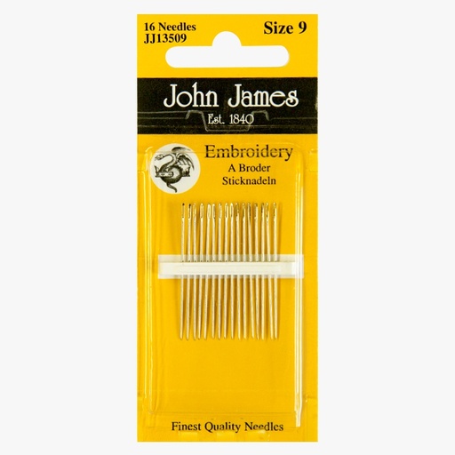 [JohnJamesNeedlesSize9CrewelEmbroideryNeedlespkt16] John James Crewel / Embroidery Needles Size 9 (pkt 16)