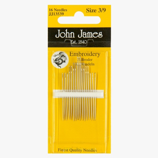 [JohnJamesNeedlesSizes39CrewelEmbroideryNeedlespkt16] John James Crewel / Embroidery Needles Sizes 3/9 (pkt 16)