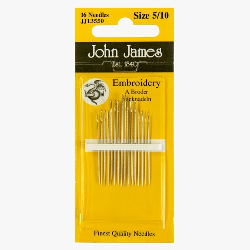 [JohnJamesNeedlesSizes510CrewelEmbroideryNeedlespkt16] John James Crewel / Embroidery Needles Sizes 5/10 (pkt 16)