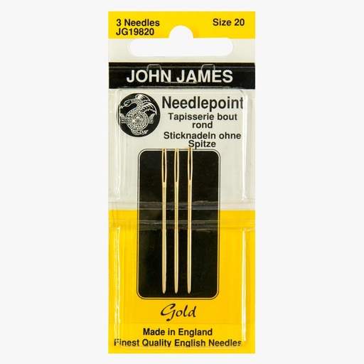 [JohnJamesNeedlesSize20NeedlepointGOLDNeedlespkt6] John James Gold Plated Tapestry Needles Size 20