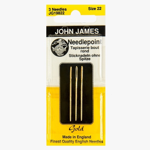 [JohnJamesNeedlesSize22NeedlepointGOLDNeedlespkt6] John James Gold Plated Tapestry Needles Size 22