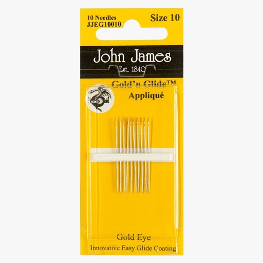 [JohnJamesGoldnGlideAppliquesize10] John James Gold'n Glide Applique Needles Size 10