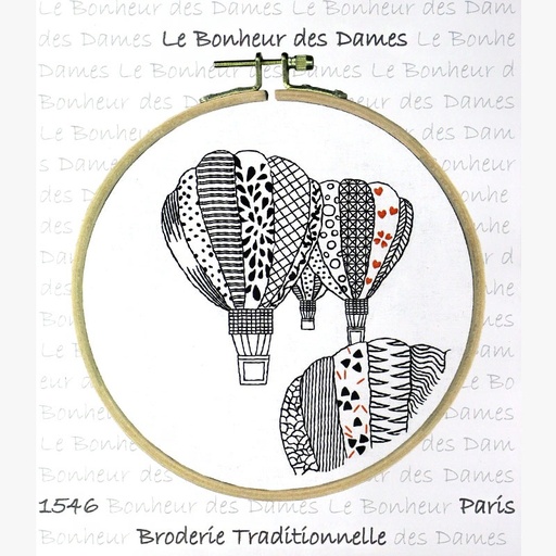 [le-bonheur-des-dames-traditional-embroidery--hot-air-balloons] Le Bonheur des Dames Traditional Embroidery Samplers Hot Air Balloons Black & White 1546