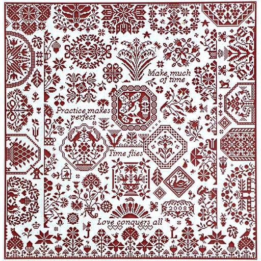 [long-dog-samplers---scarlet-ribands] Long Dog Samplers Scarlet Ribands