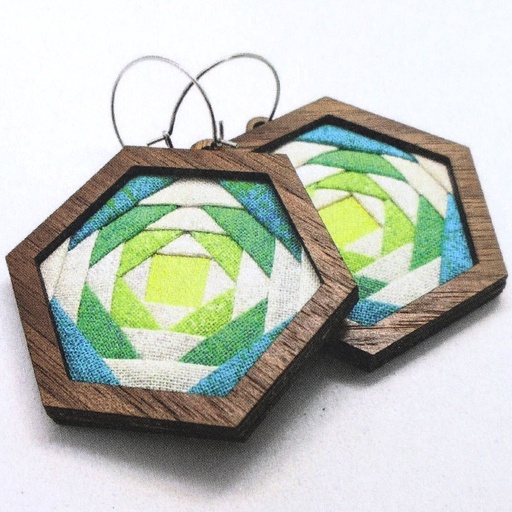 [mini-makes-earrings-eucalypt-hexagon] Mini Makes Earrings Eucalypt Hexagon